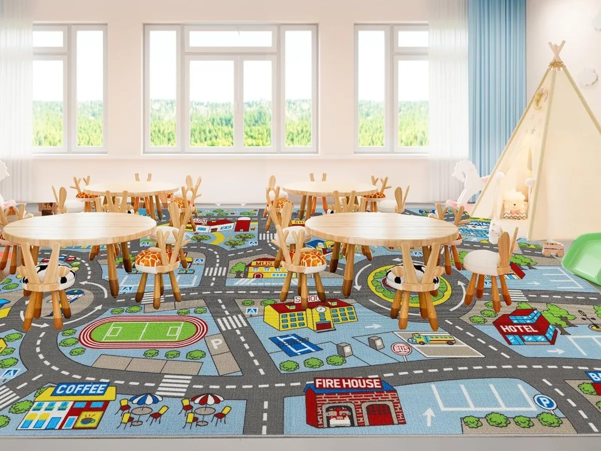 Car Play Mat 200x300cm Non-Slip Kids Rug City - Image 1