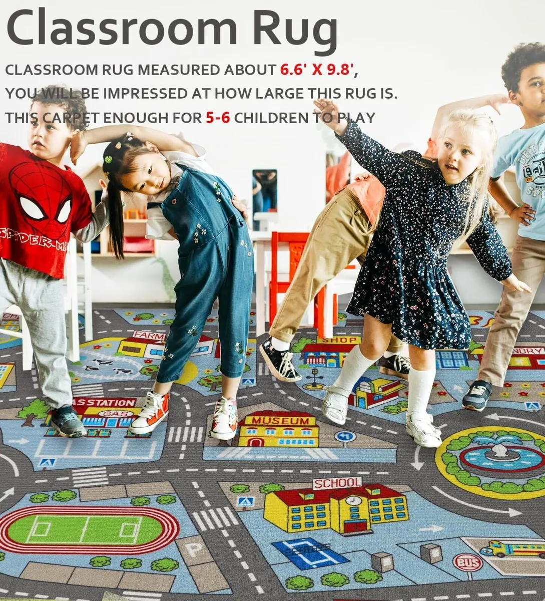 Car Play Mat 200x300cm Non-Slip Kids Rug City - Image 2