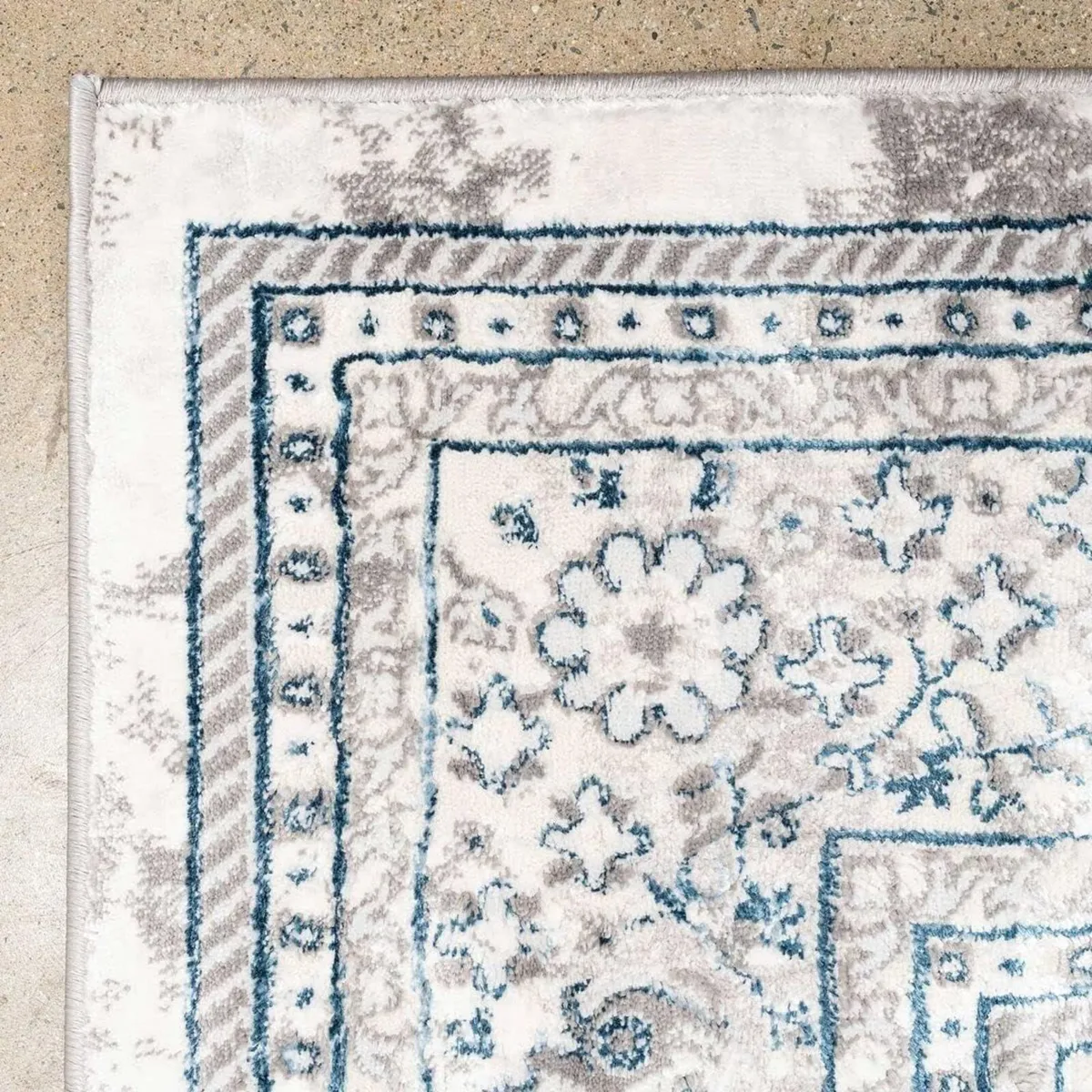 Luxe Grey Blue Medallion Style Area Rug Plush - Image 4