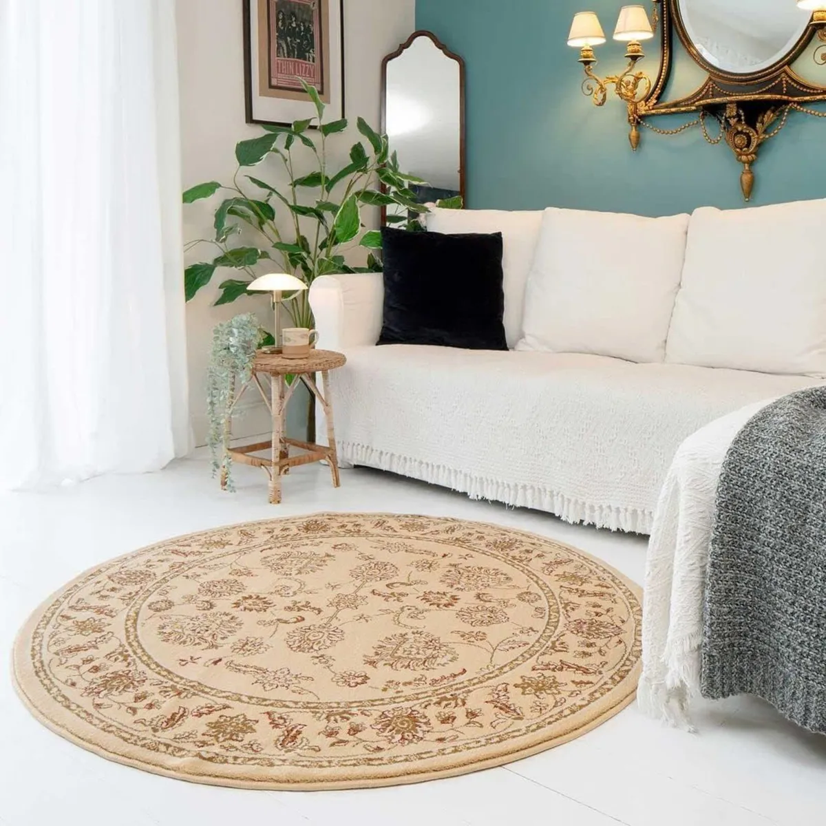 Style Floral Traditional Cream Table Lounge - Image 1