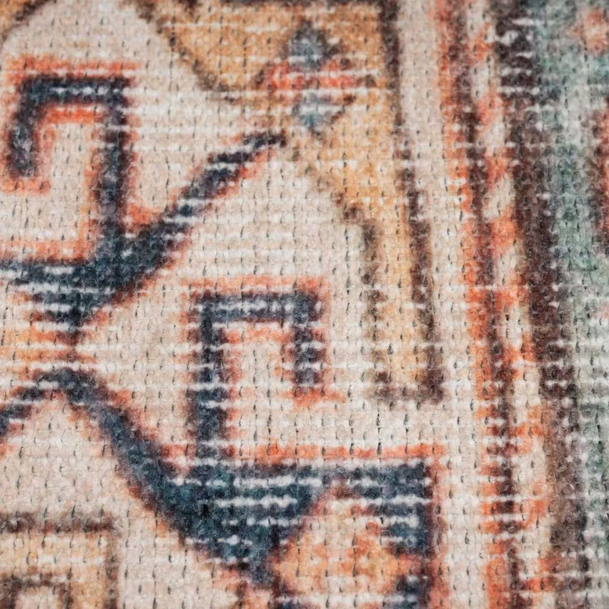 Distressed Tribal Style Navy Blue Cotton Runner - Image 2