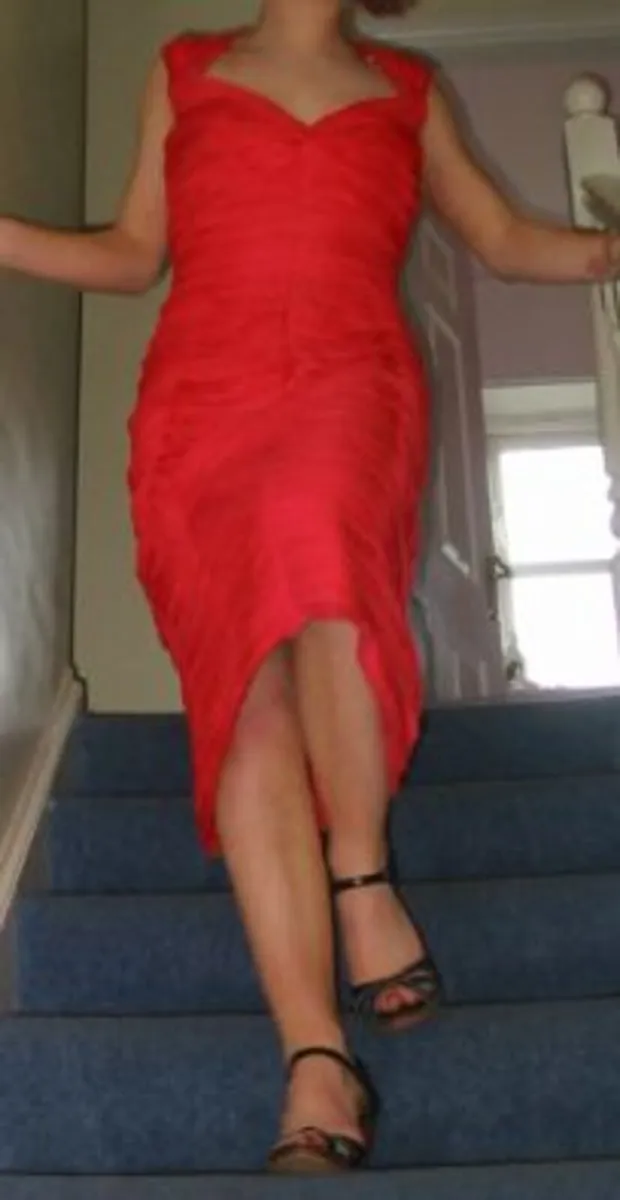 TADASHI CORAL PINK, 100% SILK COCKTAIL DRESS - Image 3