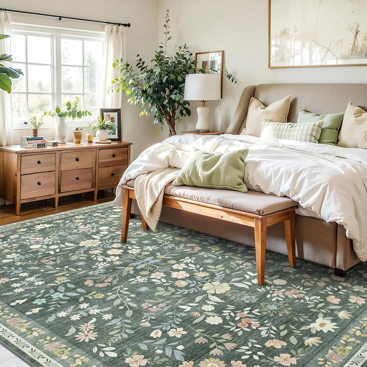 Floral Rugs for Living Room Boho Washable Area - Image 4