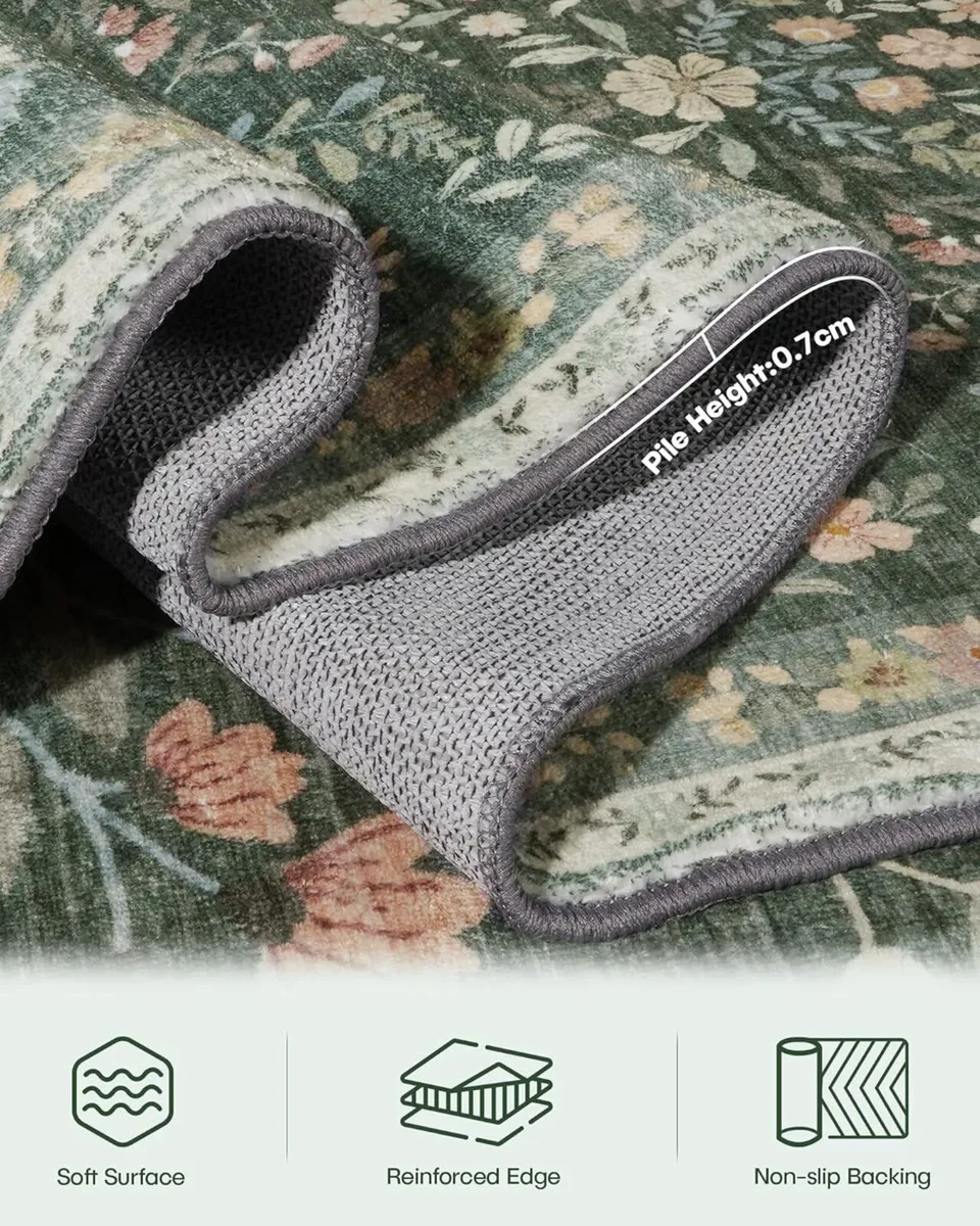 Floral Rugs for Living Room Boho Washable Area - Image 3