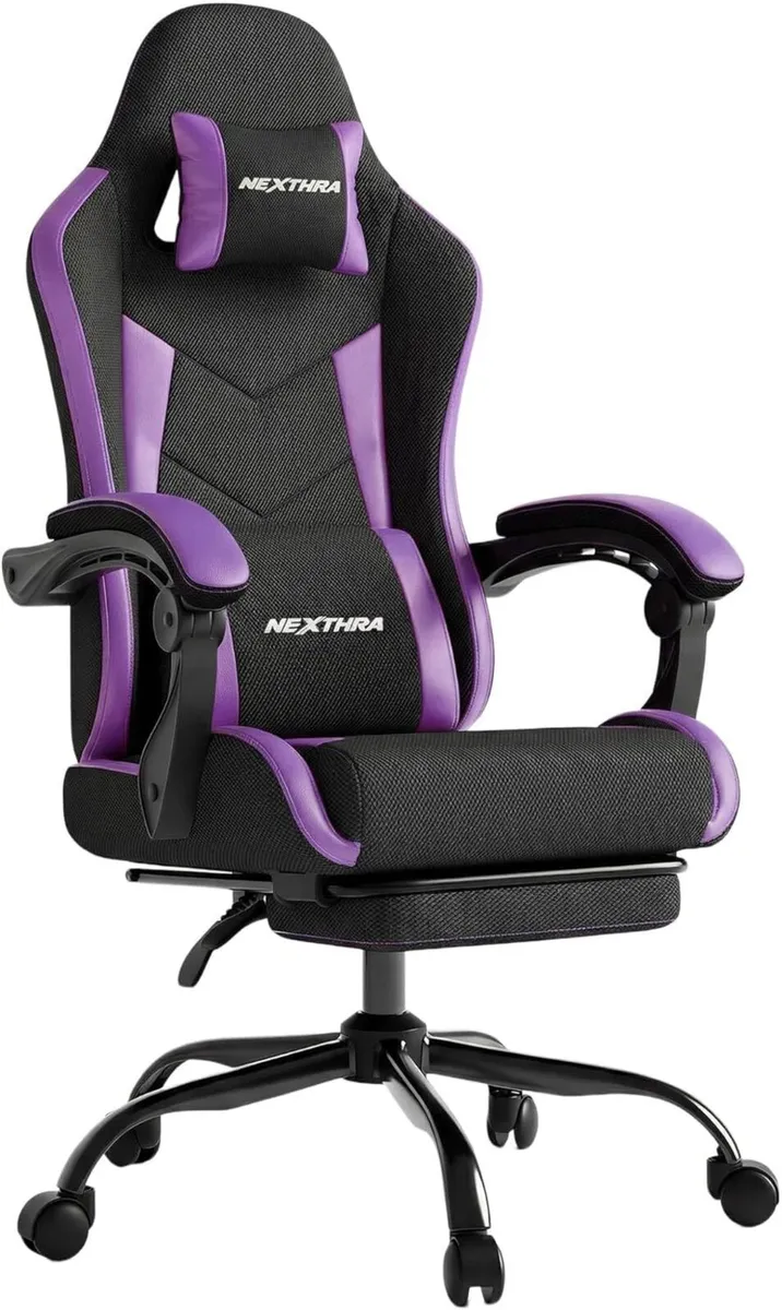Gaming Chair with Footrest Lumbar Ergonomic - Image 1