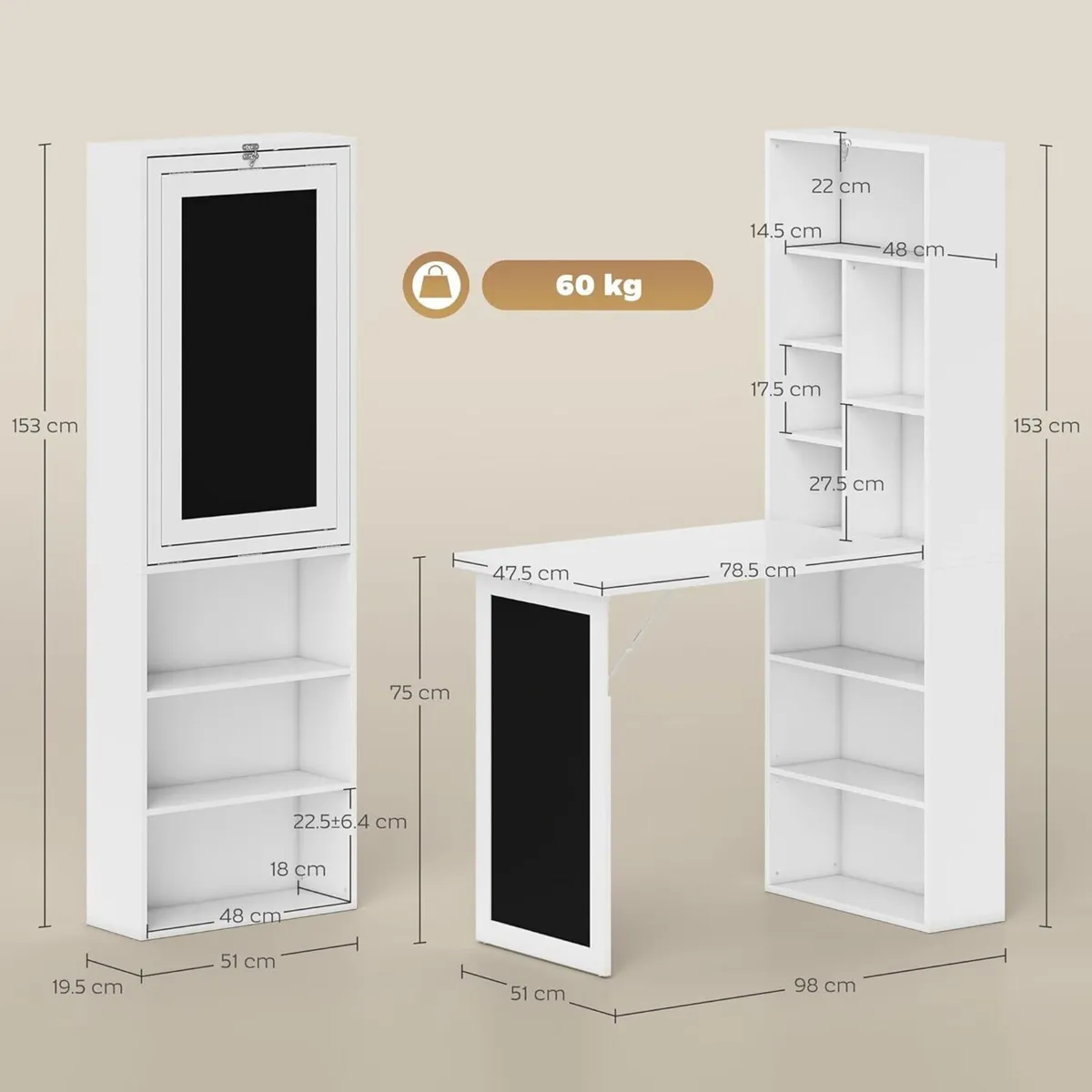 Wall Mounted Computer Desk Space Saving Folding - Image 3