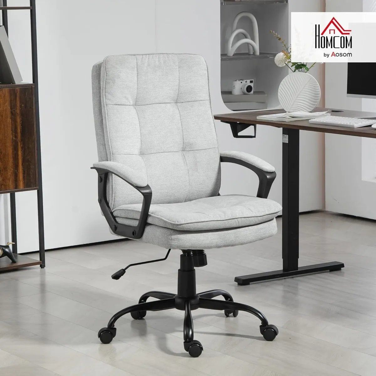 Executive Office Chair Fabric Computer Desk with - Image 2