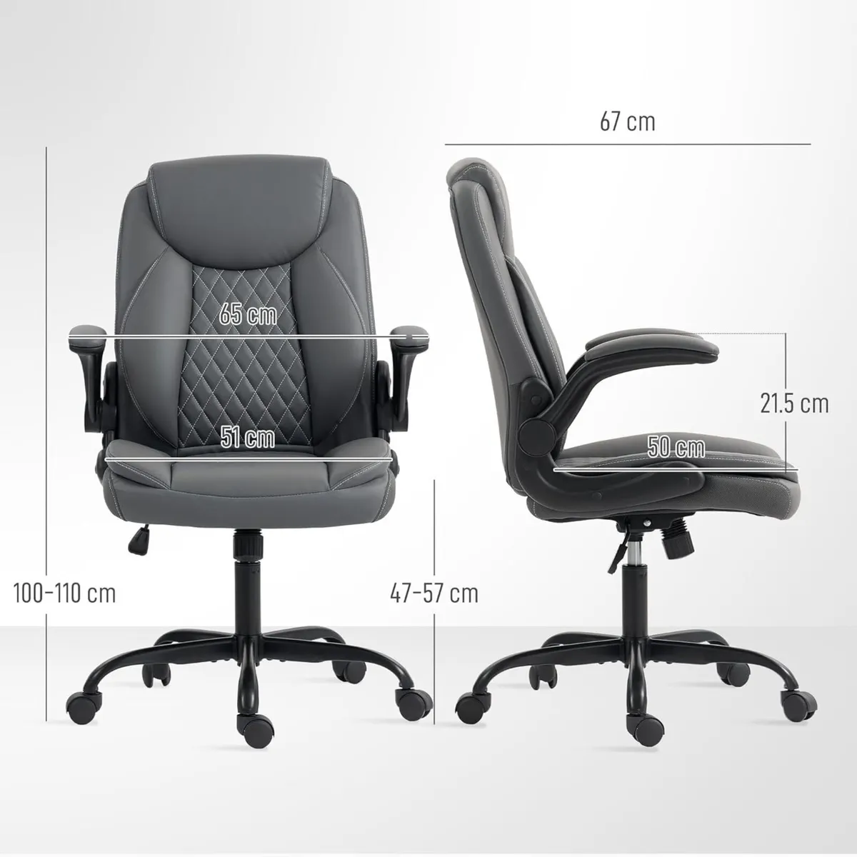 Executive Office Chair with Flip-Up Armrests PU - Image 3