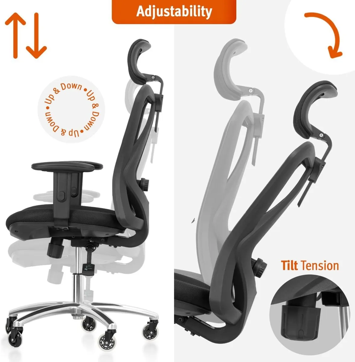 Ergonomic Office Chair - Adjustable Desk with - Image 2