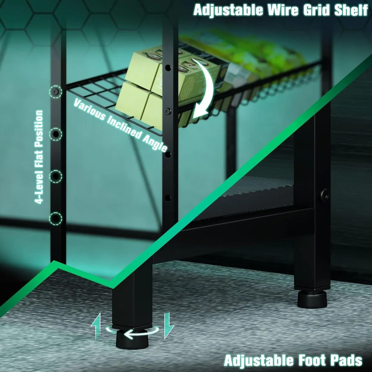 L Shaped Gaming Desk with LED Lights Power Outlet - Image 3