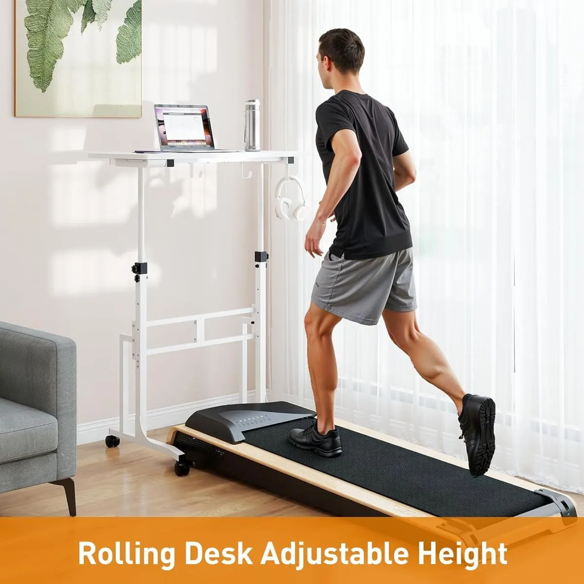 Small Standing Desk with Wheels 34 Inch Mobile - Image 3