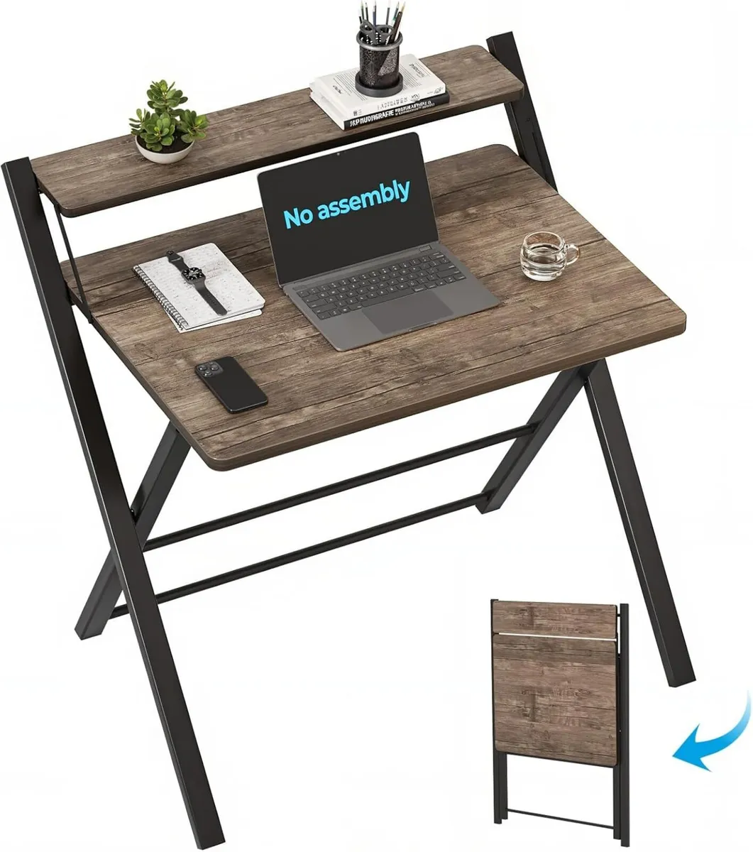 Foldable Desk No Assembly Required Small with - Image 1