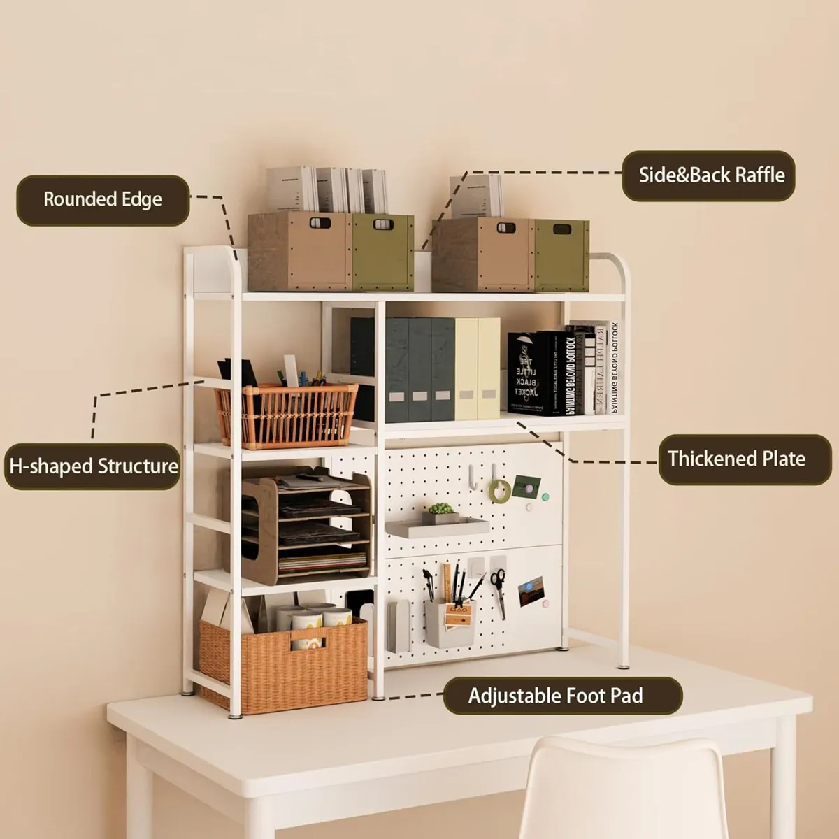 2-Tier Desk Shelf with storage rack White 110CM - Image 4