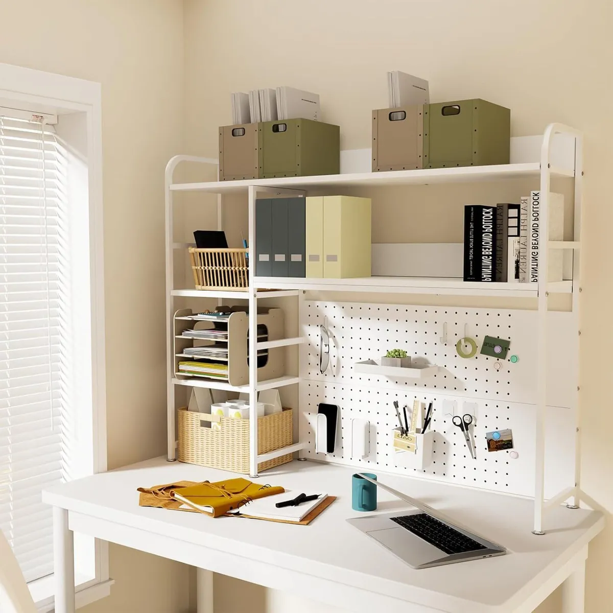 2-Tier Desk Shelf with storage rack White 110CM - Image 2