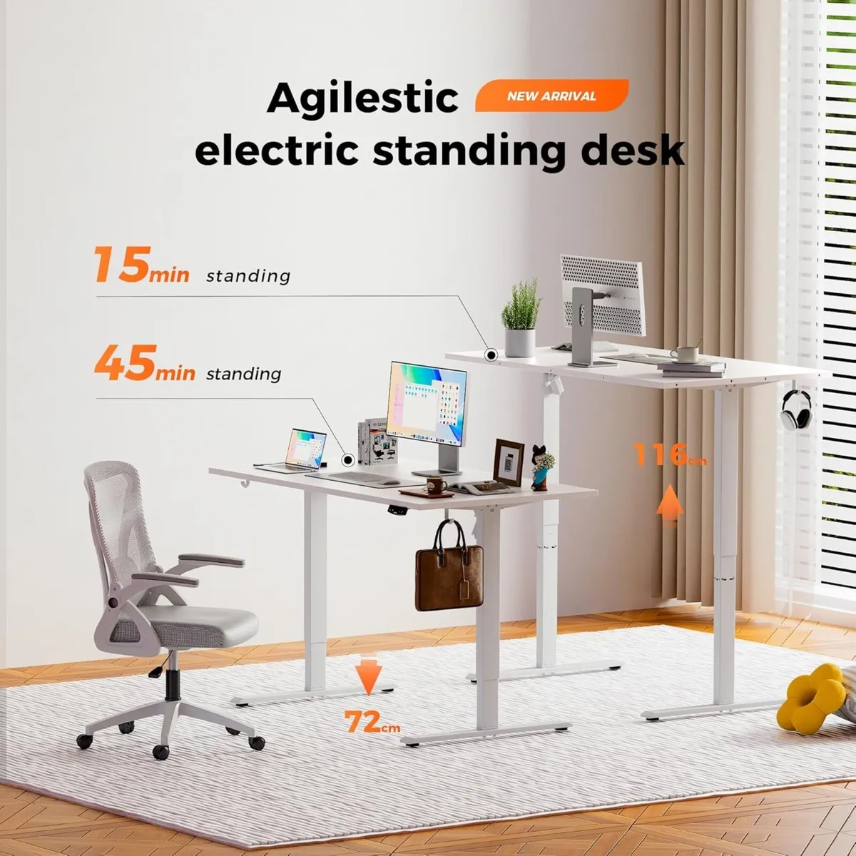 Height-Adjustable Electric Desk 140x80 cm - Image 2