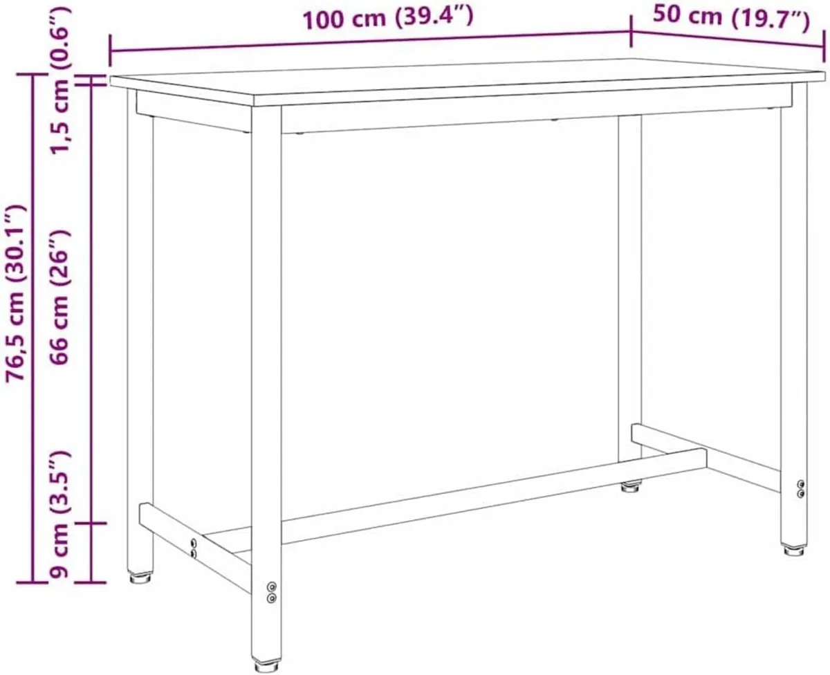 Table Smoked Oak 100 x 50 76.5 cm Engineered Wood - Image 2