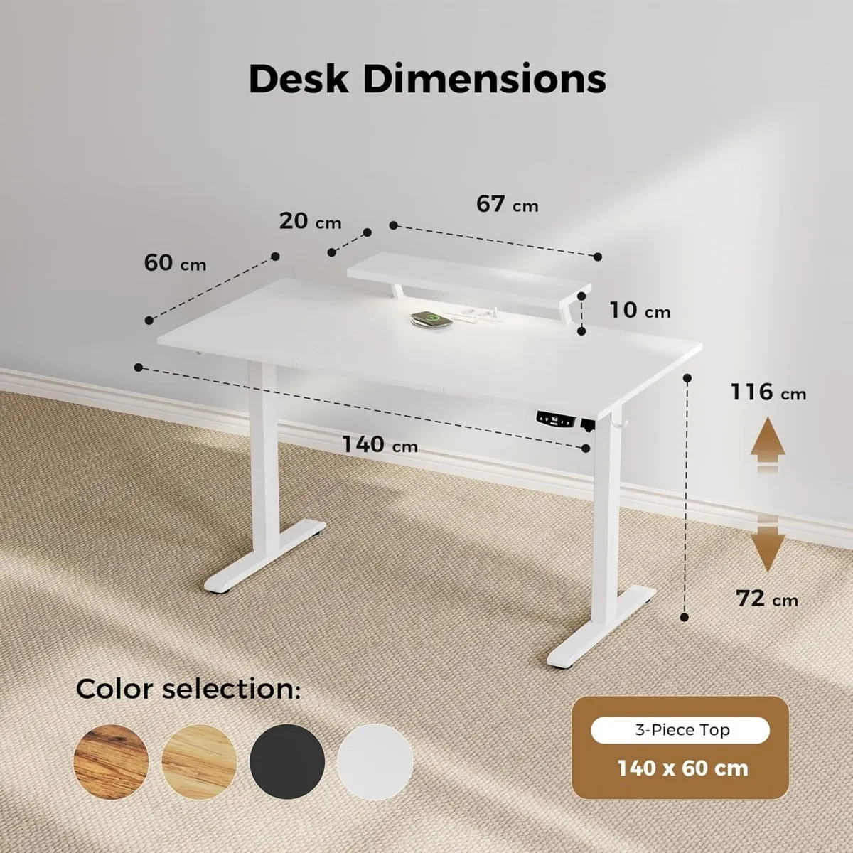 Electric Standing Desk with Movable Monitor Stand - Image 2