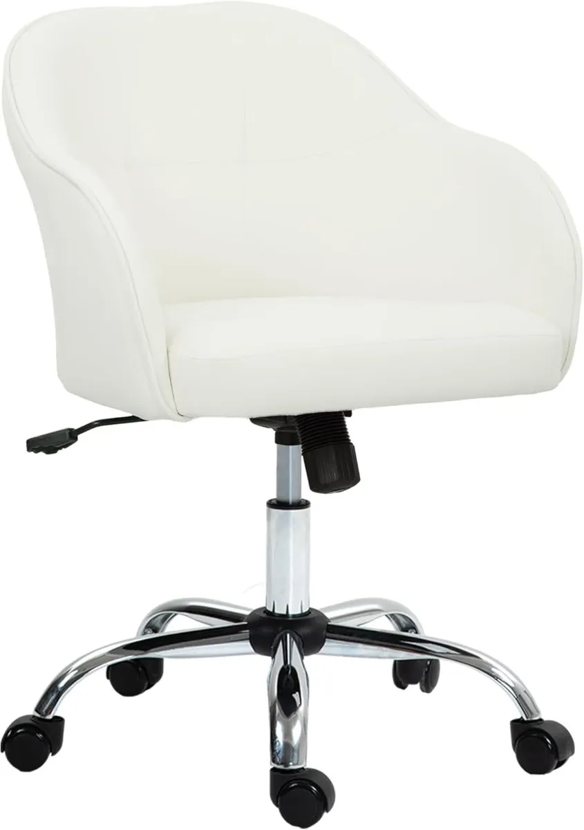 Vanity Swivel Chair Velvet-Feel Fabric Office - Image 1