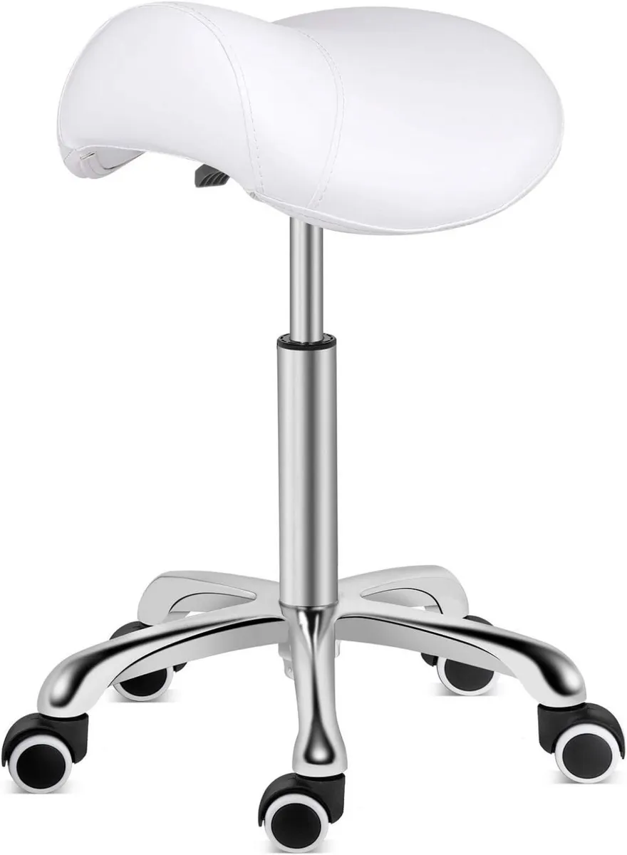 Saddle Stool Rolling Swivel Height Adjustable - Image 1