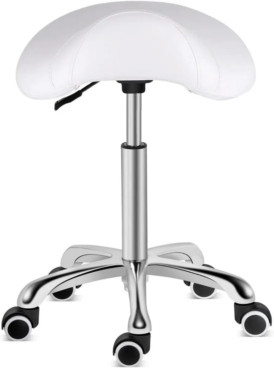 Saddle Stool Rolling Swivel Height Adjustable - Image 3