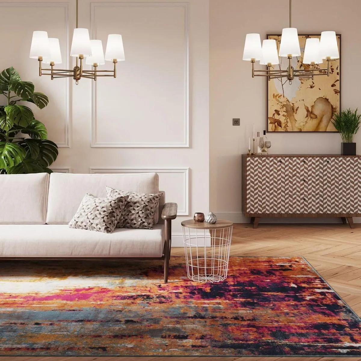 Contemporary Multi Colours Distressed Living Room - Image 2