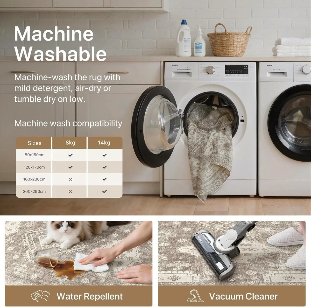 Rugs Living Room 200 x 290cm Washable Rug Extra - Image 3