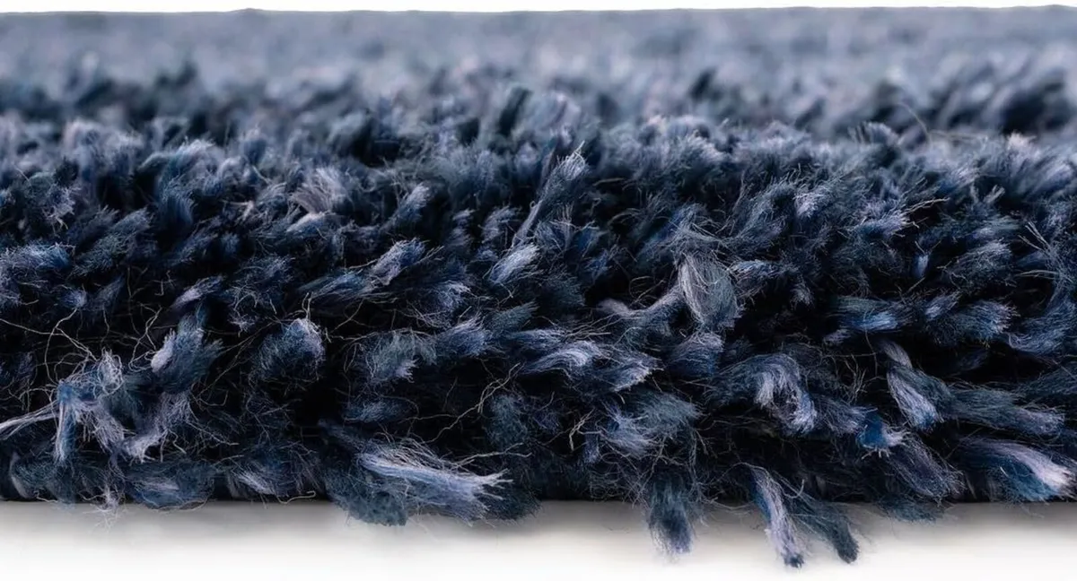 Modern Thick Fluffy Navy Shaggy Living Room Area - Image 4