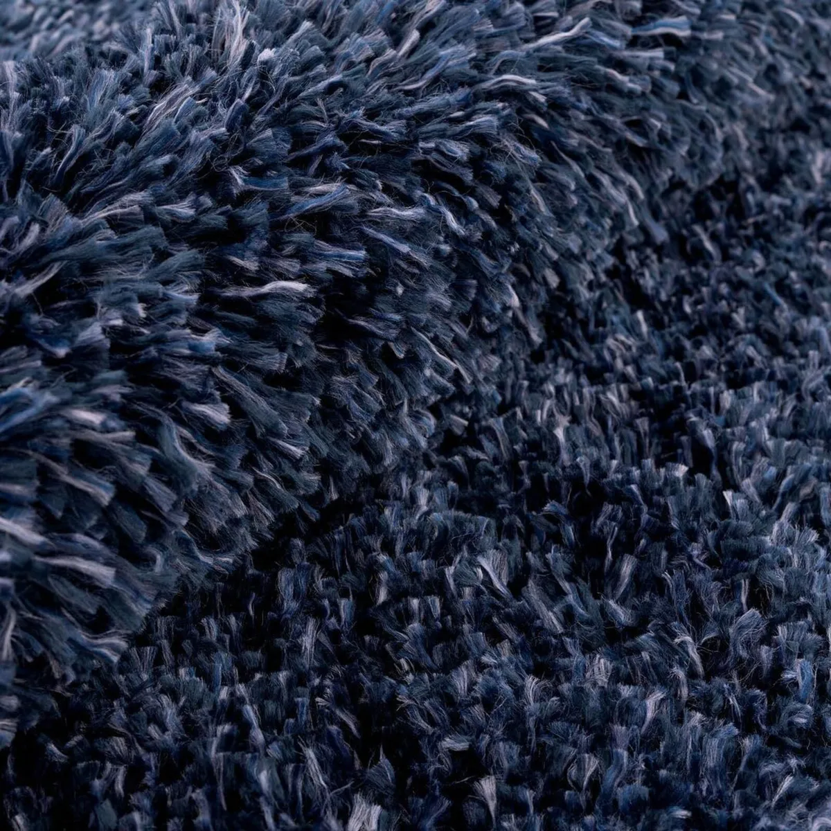 Modern Thick Fluffy Navy Shaggy Living Room Area - Image 2