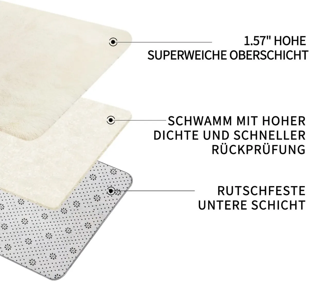 High Pile Rug Cream Living Room 240 x 300 cm - Image 3