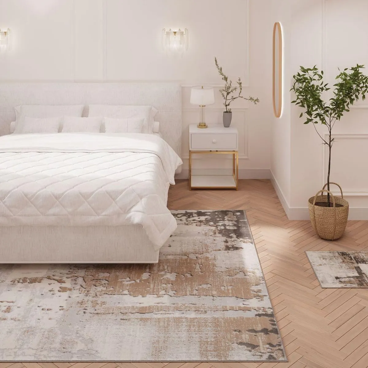 Luxury Greige Painterly Living Room Area Rug - Image 2