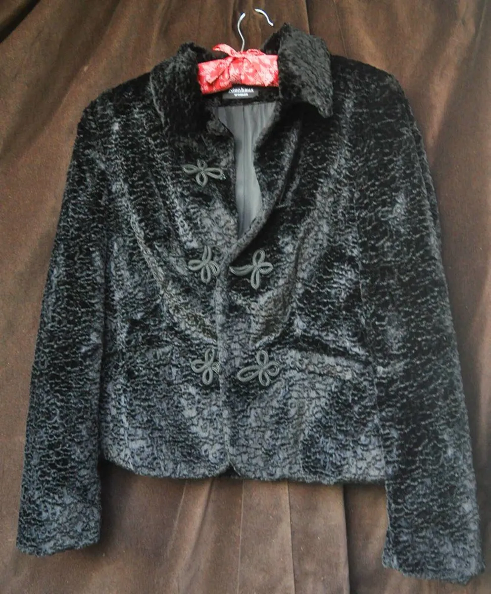 Black Faux Fur Ladies Jacket by NienHaus - Image 2