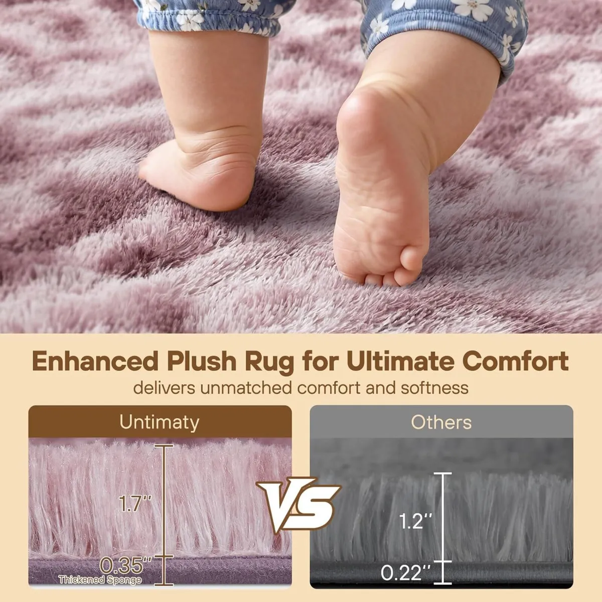 Rugs Living Room - 200x300cm Dark Pink Large Rug - Image 4