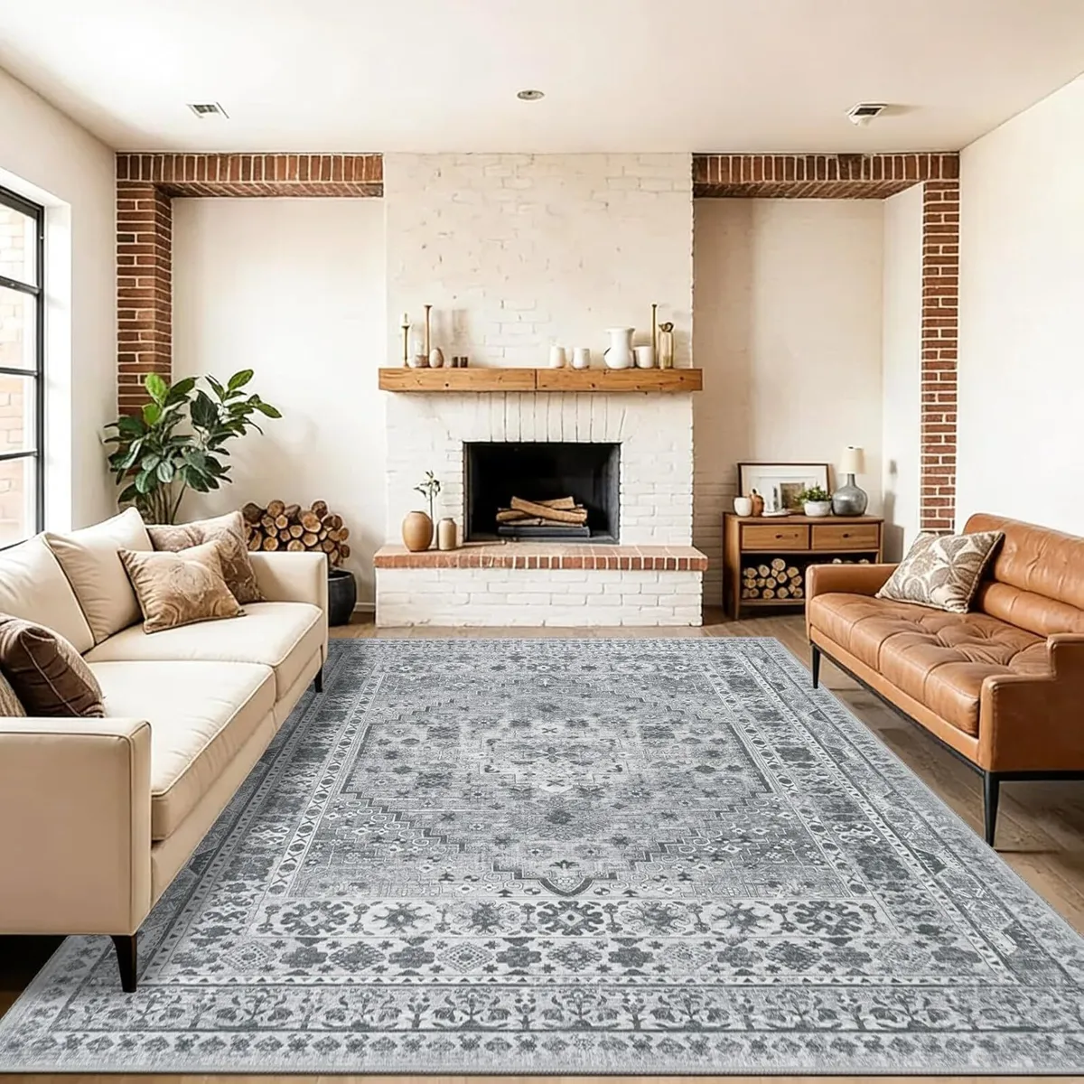 Washable Rugs Living Room 240x340cm Distressed - Image 1