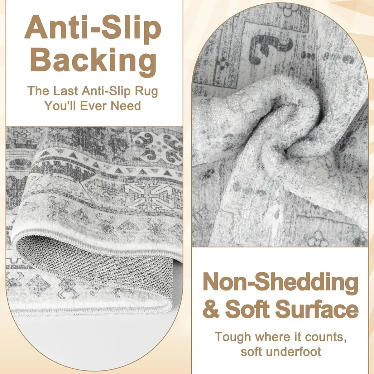 Washable Rugs Living Room 240x340cm Distressed - Image 3