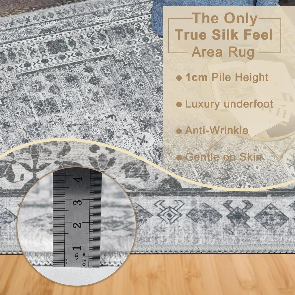 Washable Rugs Living Room 240x340cm Distressed - Image 4