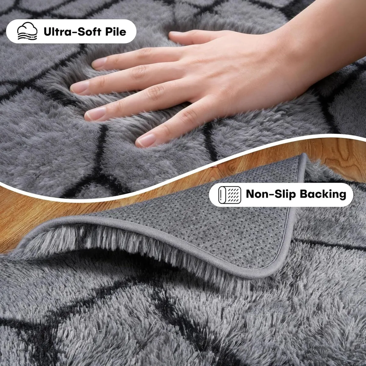 Plush Shaggy Rugs Living Room 200x230cm Large - Image 2