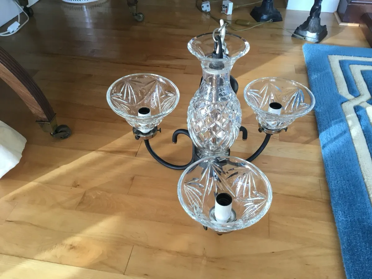 Waterford crystal modern 3 arm chandelier - Image 2