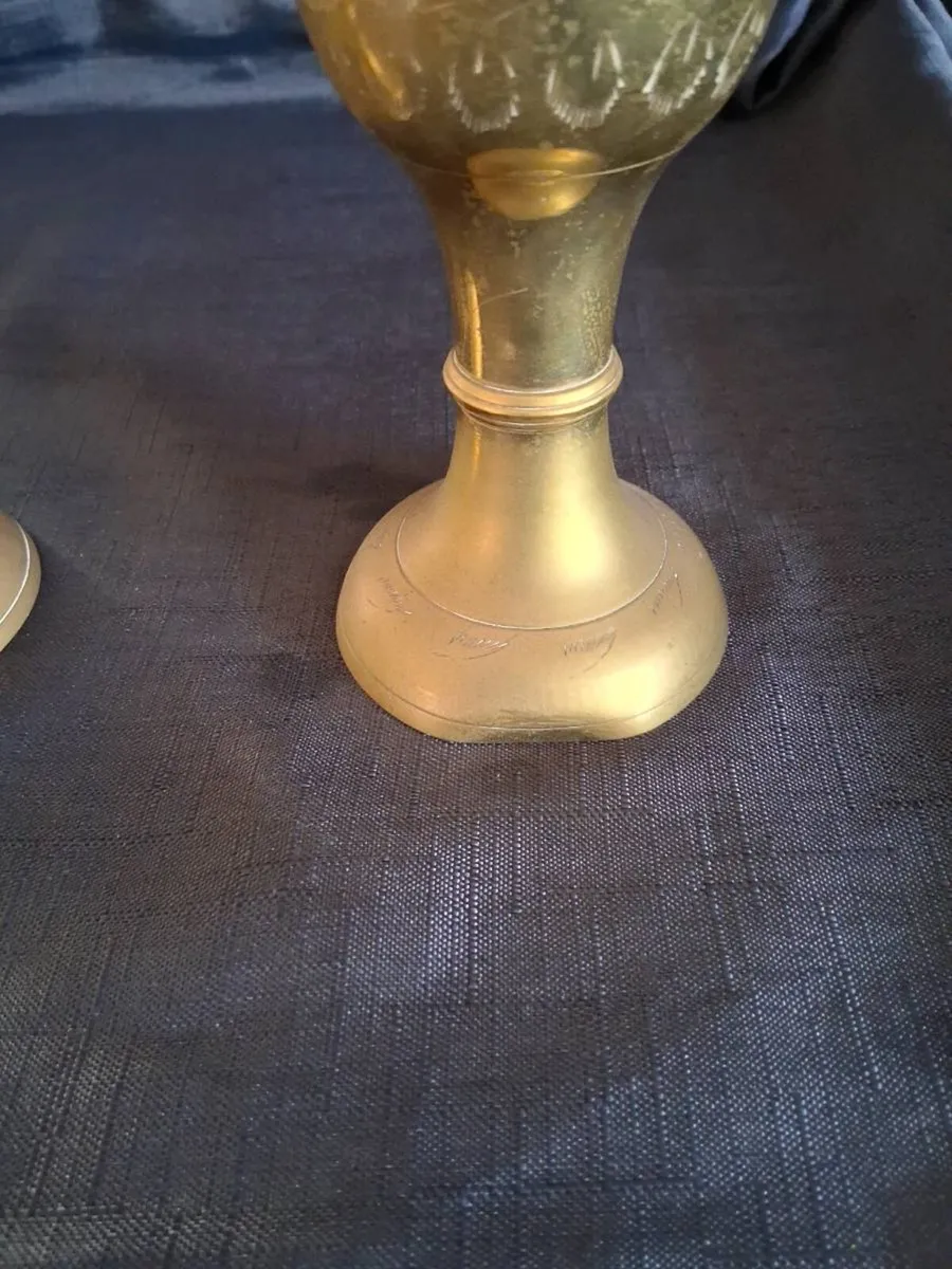 2 Brass Flute Vases - Image 2