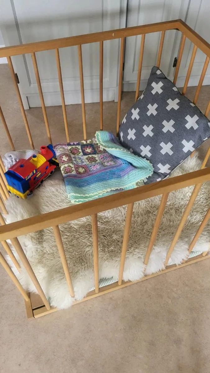 Wood Folding Baby Playpen – Compact & Space Saving - Image 1