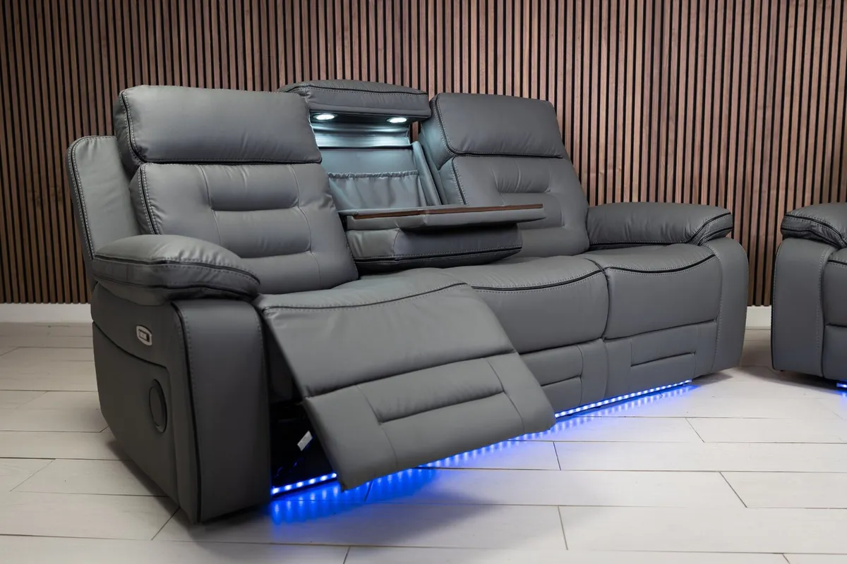 Knox 3+2 Grey Electric Recliner Sofa Set - Image 2