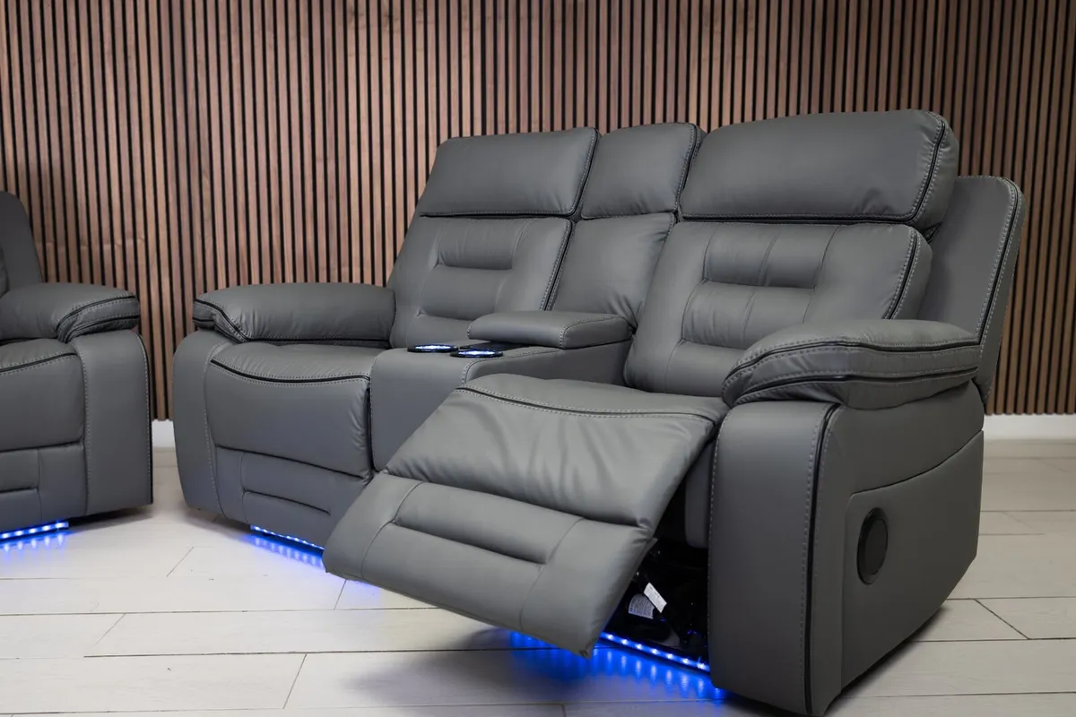 Knox 3+2 Grey Electric Recliner Sofa Set - Image 3