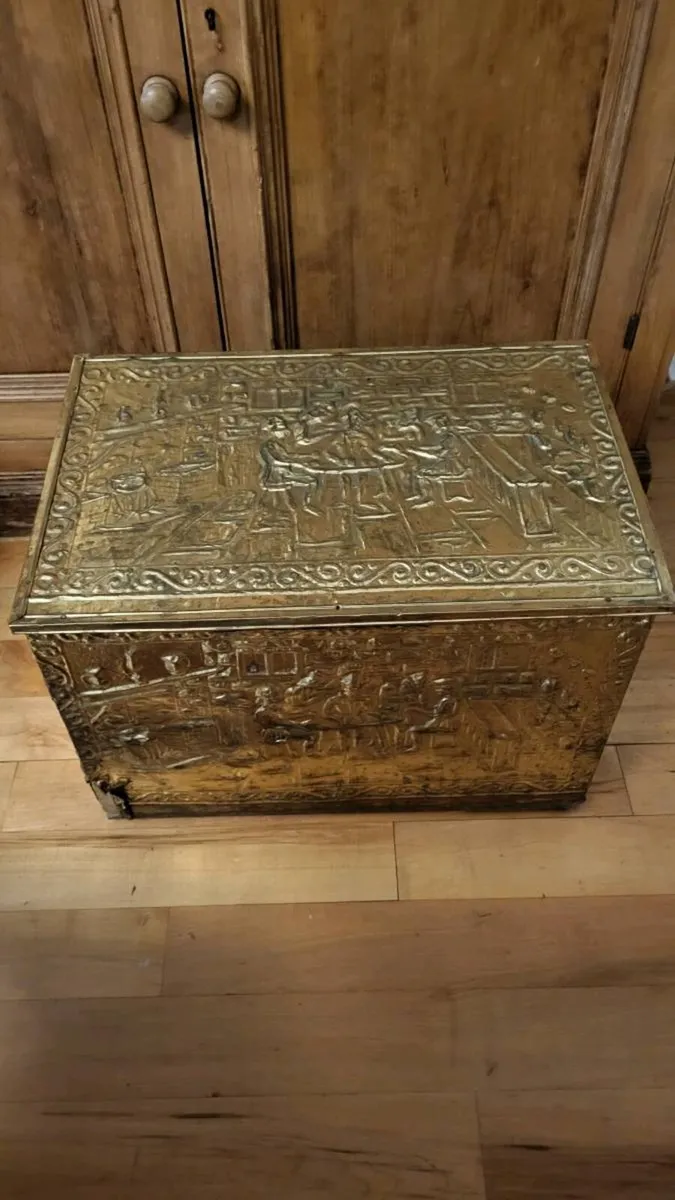 Brass Fireplace Set – Fire Irons + Coal Scuttle - Image 2