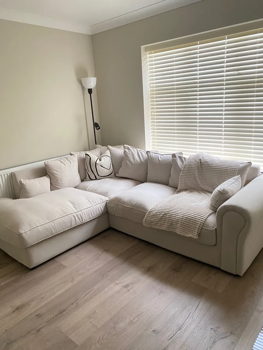 Beige/Cream left hand corner sofa - Image 1