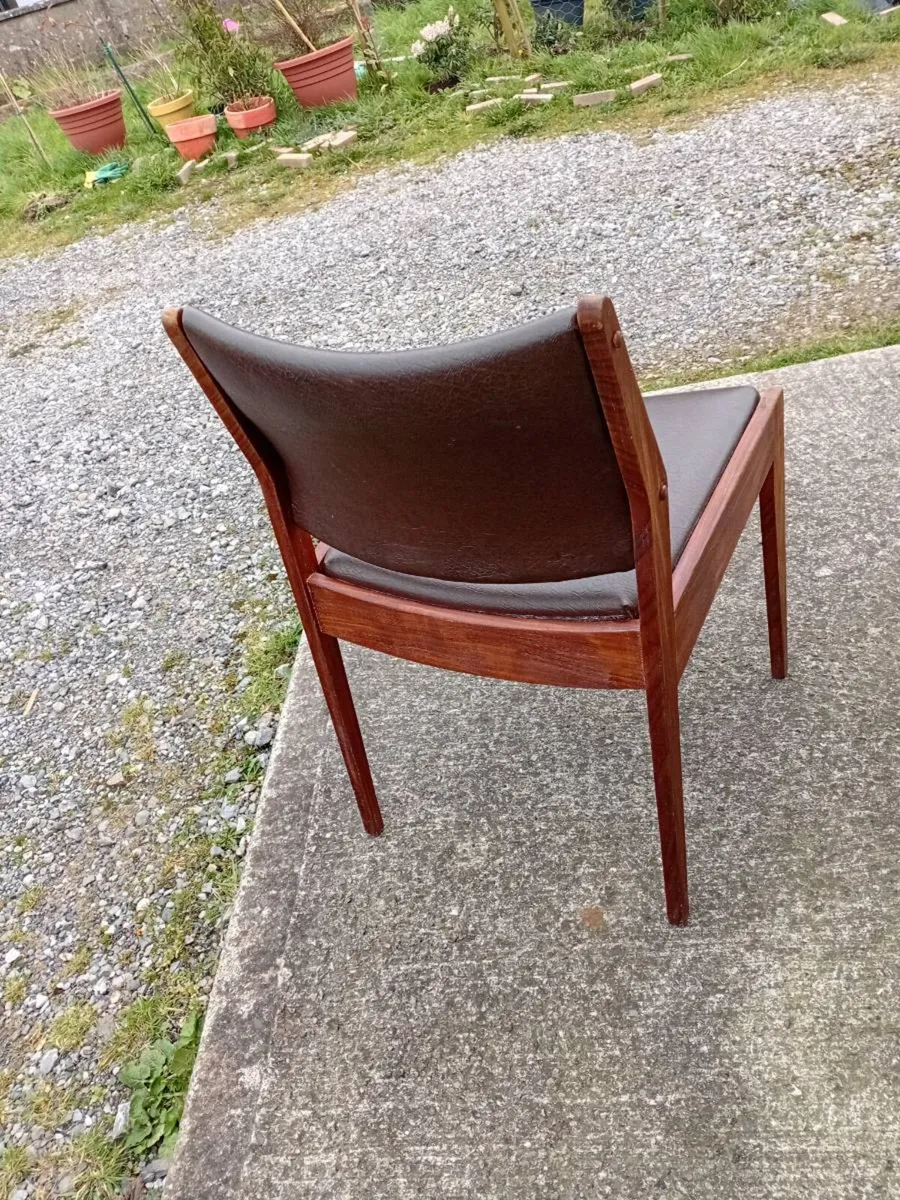 mid century teak crannac brown leather dining x5 - Image 3