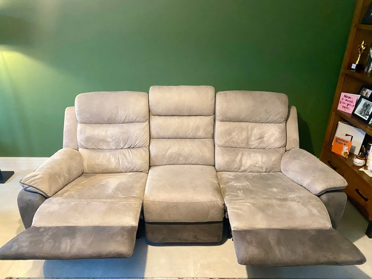 3 Seater and 2 Seater two tone recliner couches - Image 2