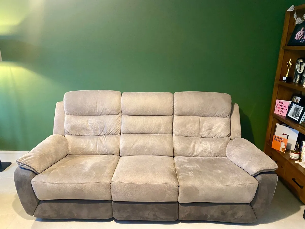 3 Seater and 2 Seater two tone recliner couches - Image 1