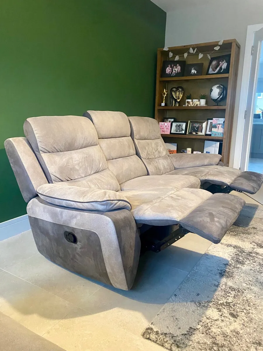 3 Seater and 2 Seater two tone recliner couches - Image 3
