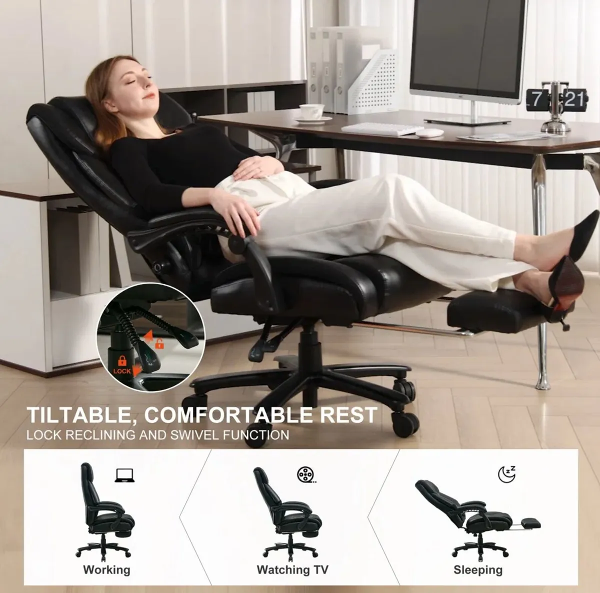 High Back Office Chair With Lumbar Support - Image 4