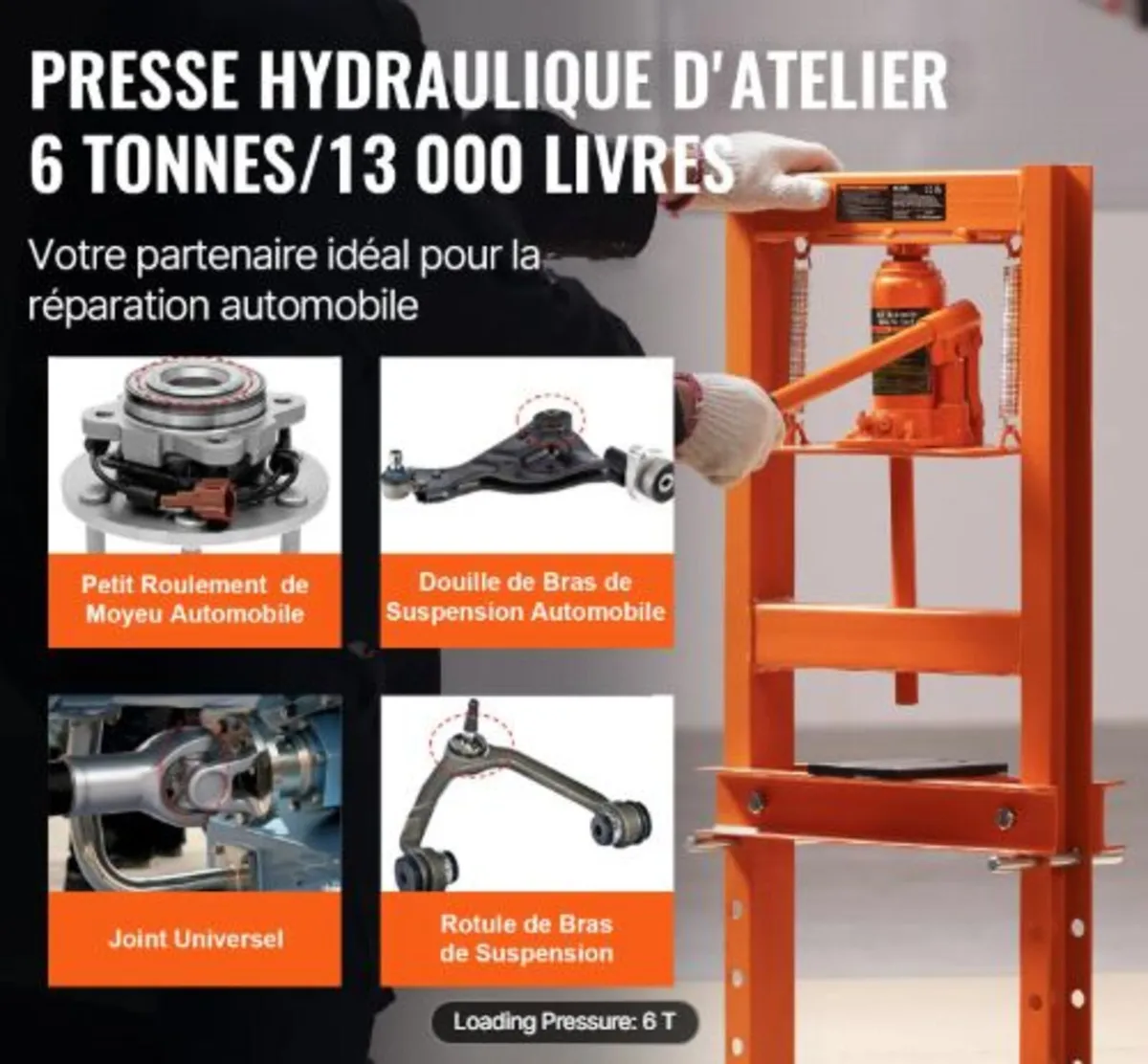 Hydraulic Shop Press 6 Ton with Press Plates - Image 2