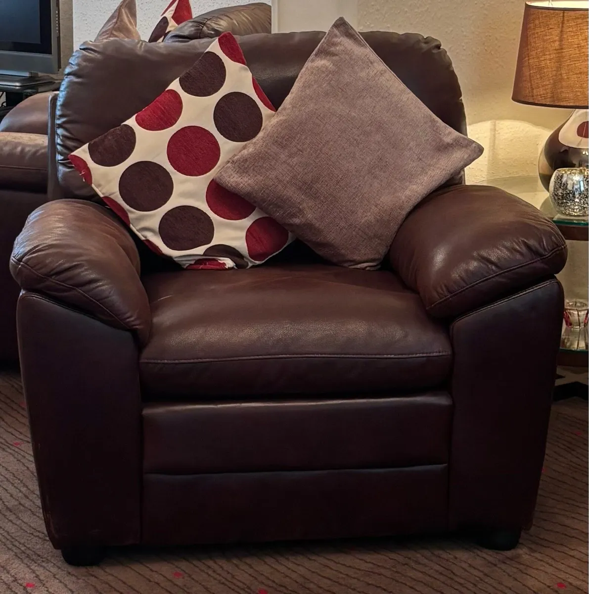 Faux Leather 2 seater sofa and 3 single chairs - Image 1